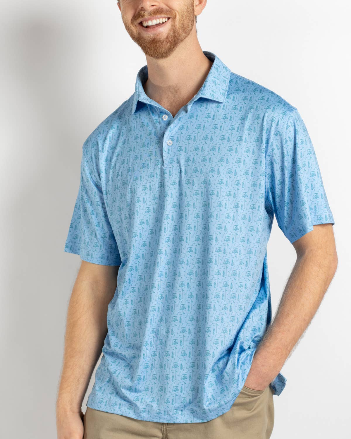 Men's Tee Off Performance Polo   Blue/Green   -Asst.