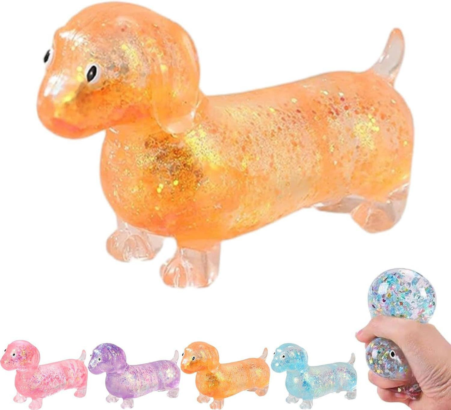 Glitter Dachshund Squeeze Stress Toys