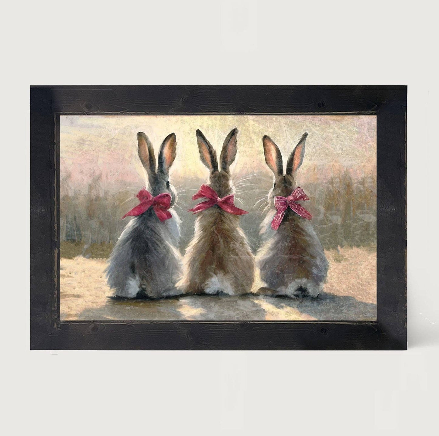 Pink-Bowed Bunnies - Horizontal Frame