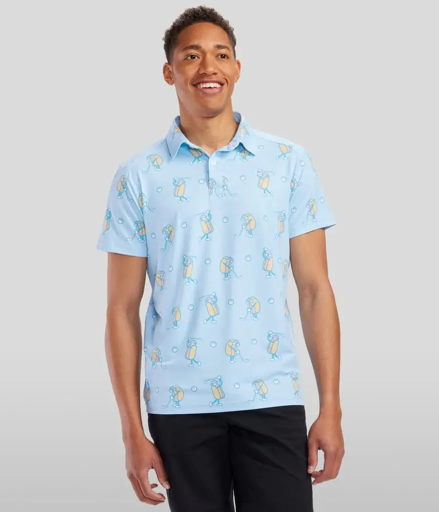 Sizzlin' Swing Men's Golf Polo - Funny Hot Dog Golf Shirt