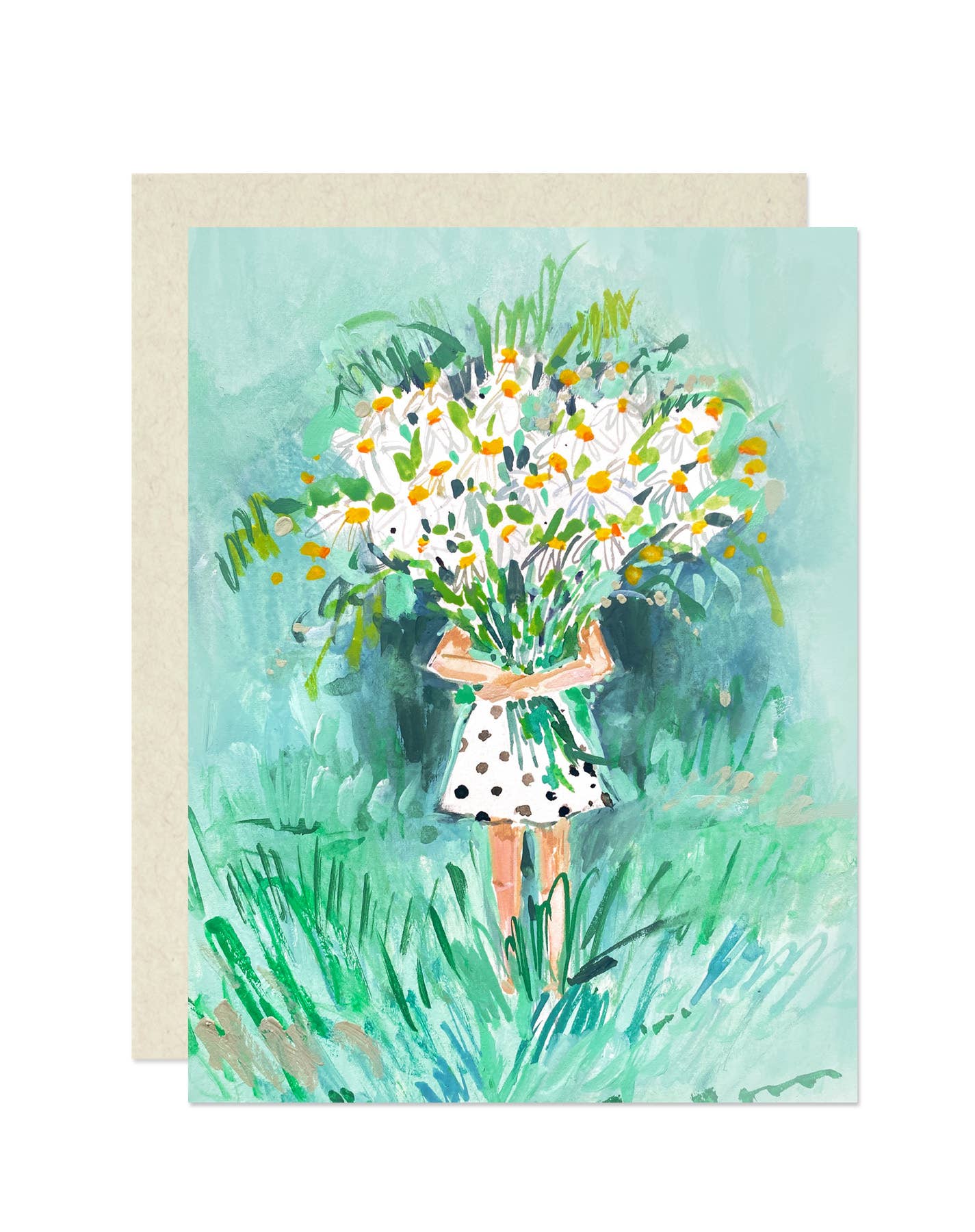Girl With Bouquet Greeting Card