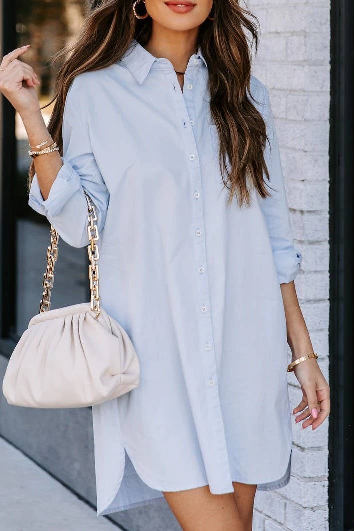 Loose casual long sleeve shirt dress