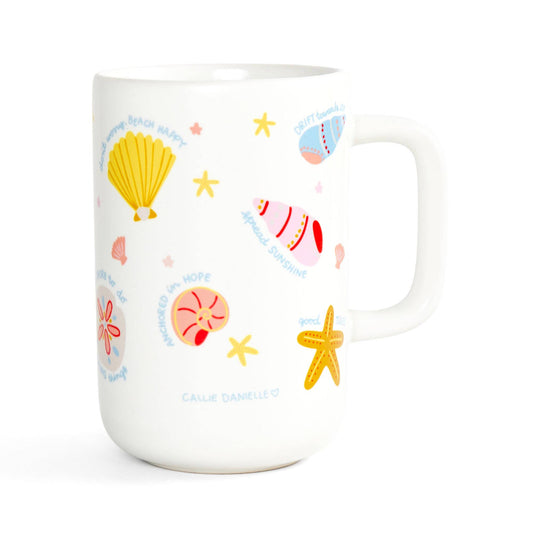 Seashell Affirmations Coastal Tall Ceramic Mug