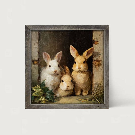 Three Rabbits in Doorway
