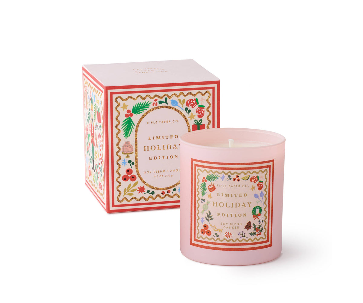 Holly Jolly Nutcracker Holiday 9oz Glass Candle