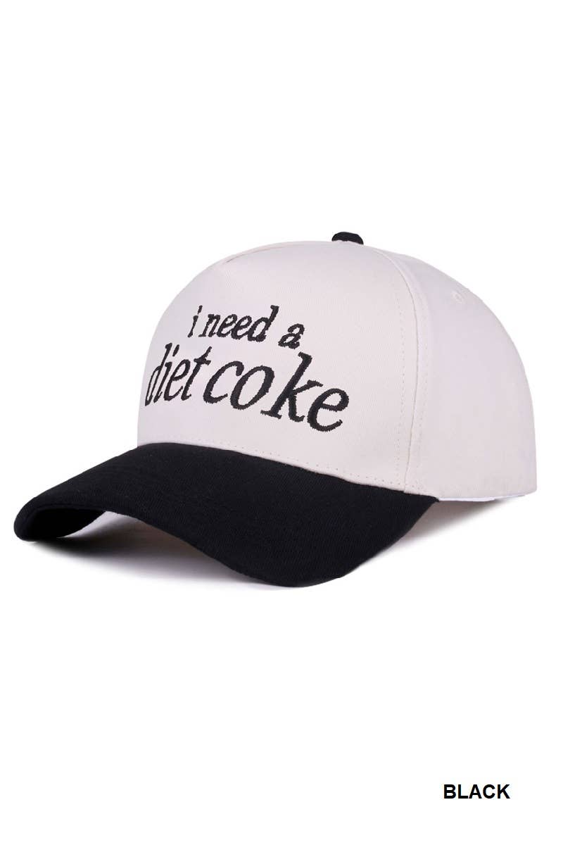 I Need A Diet Coke Two Tone Lettering Trucker Hat Cotton Cap