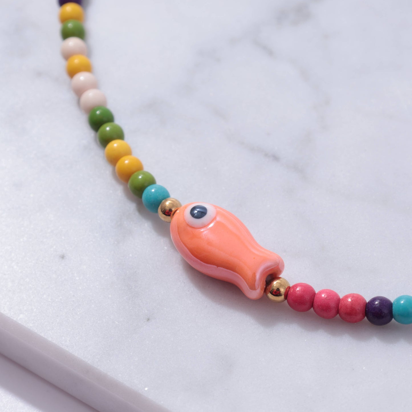 Good Luck Fish Bahama Wood Bead Necklace