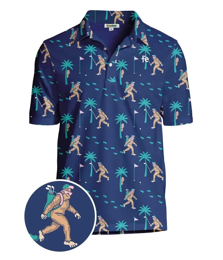 Bigfoot Bogey Men's Golf Polo - Fun Sasquatch Golf Shirt