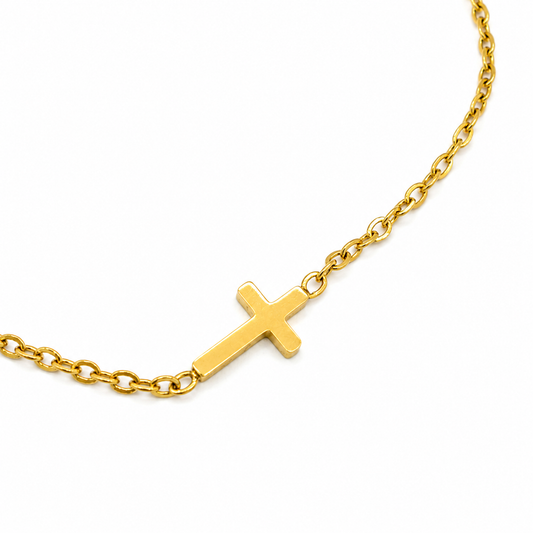 Thin Cross Necklace- In Line