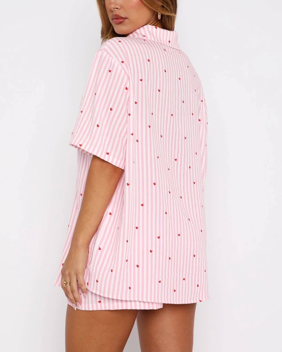 Meadow Stripe Sweetheart Print Pajama Set