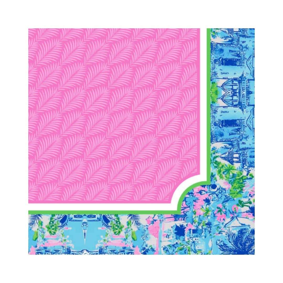 NEOPRENE Palm Beach Collection Mahjong Mat | Pink Blue Lime