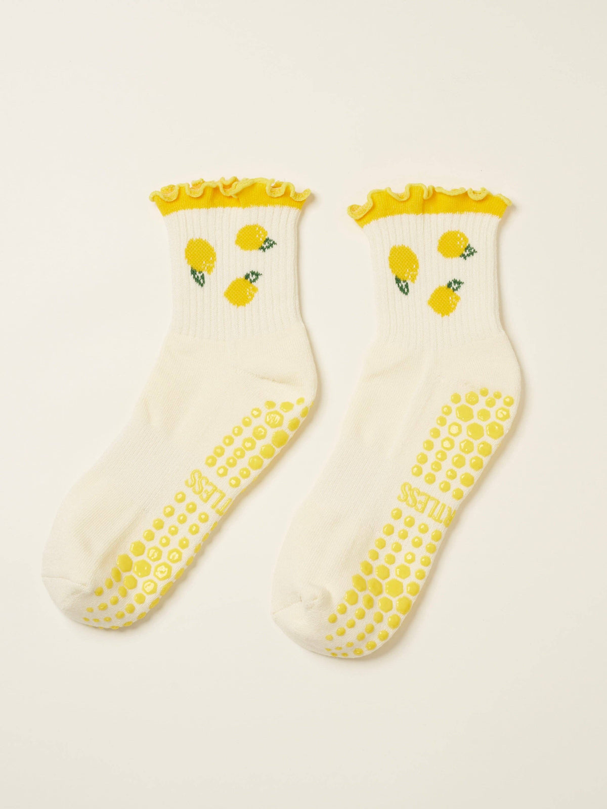 Lemon Ruffle Grip Sock, Pilates Socks