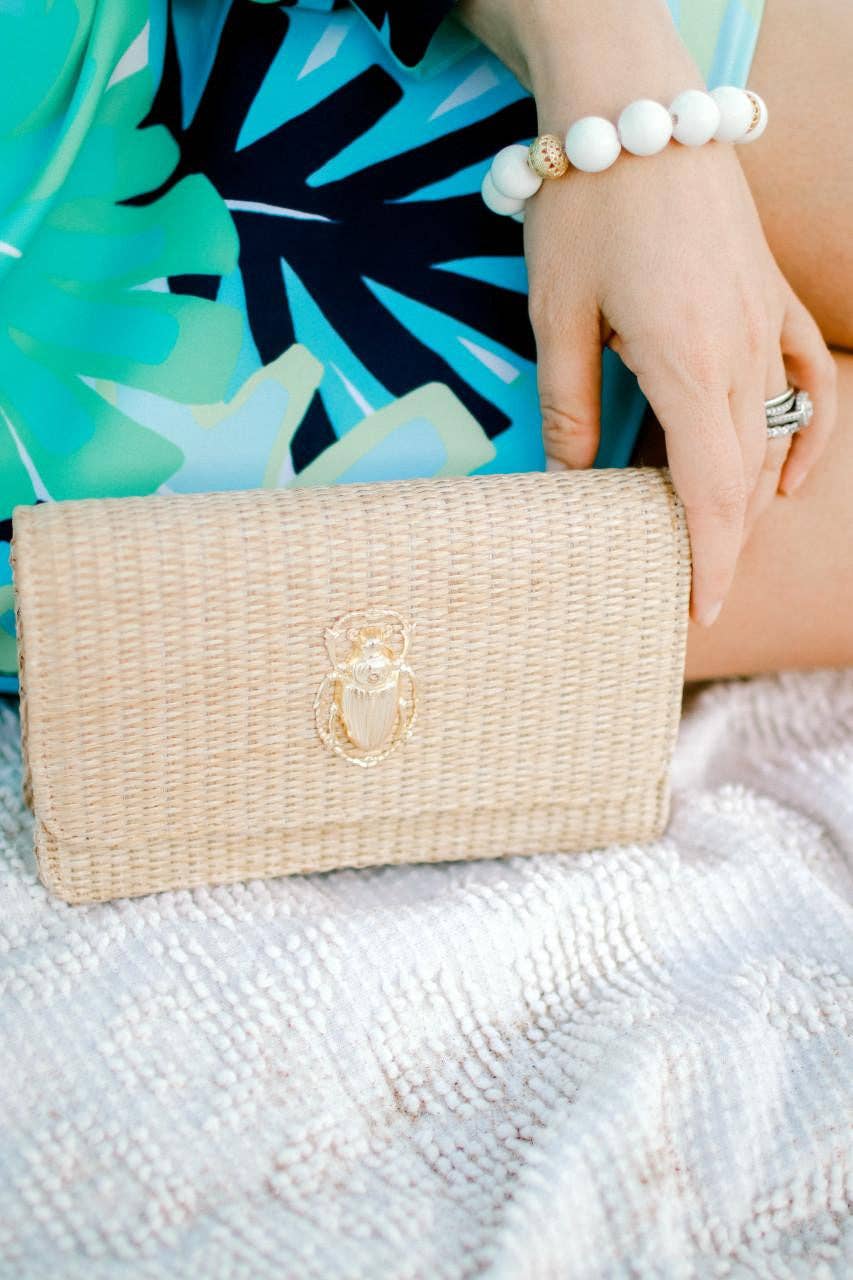 Ruby Straw Clutch- Gold Charm