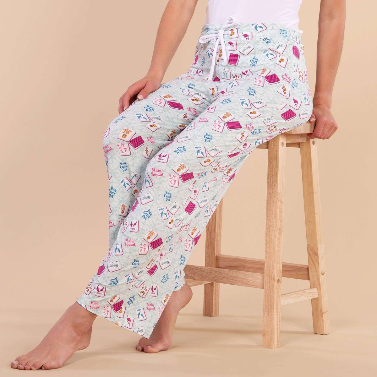 Mahj Squad Pajama Pants | Soft Teal Mahjong PJ Bottoms