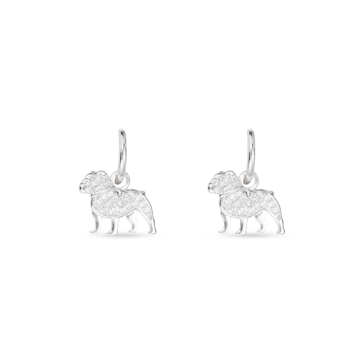 Silver CZ Pet Dog Earrings