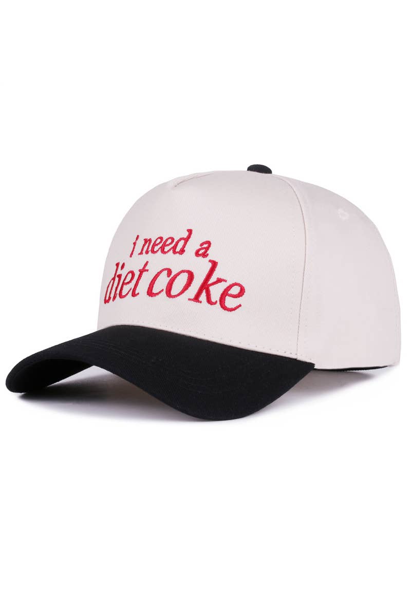 I Need A Diet Coke Two Tone Lettering Trucker Hat Cotton Cap