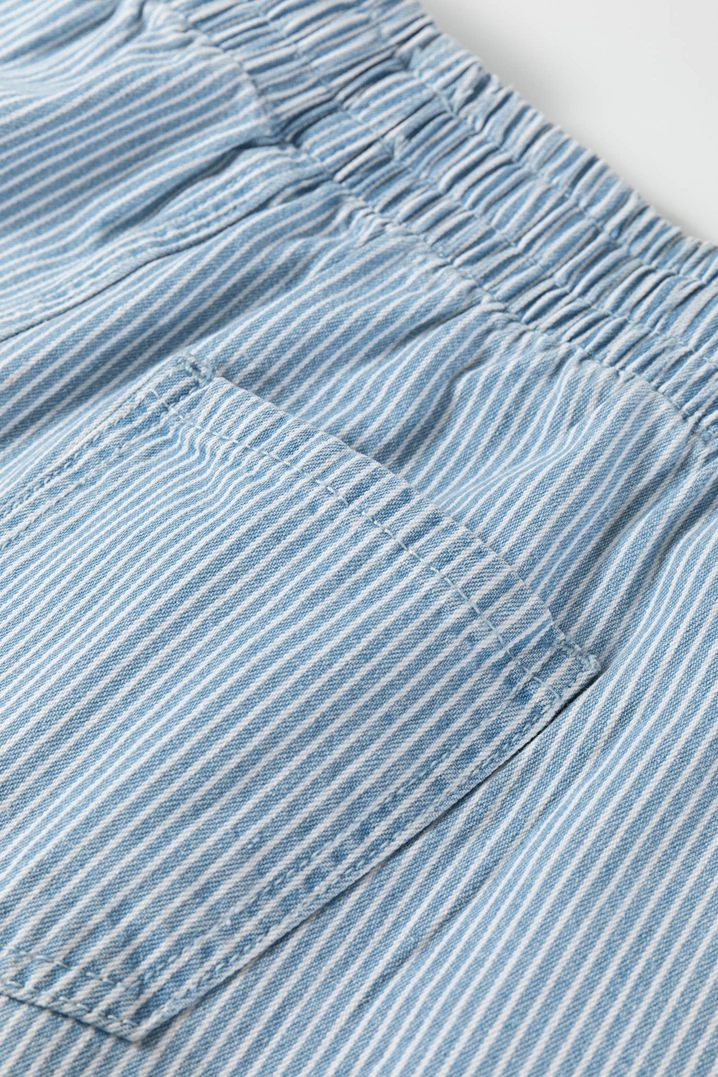 Stripe Drawstring Elastic Waist Casual Denim Shorts|S-4X