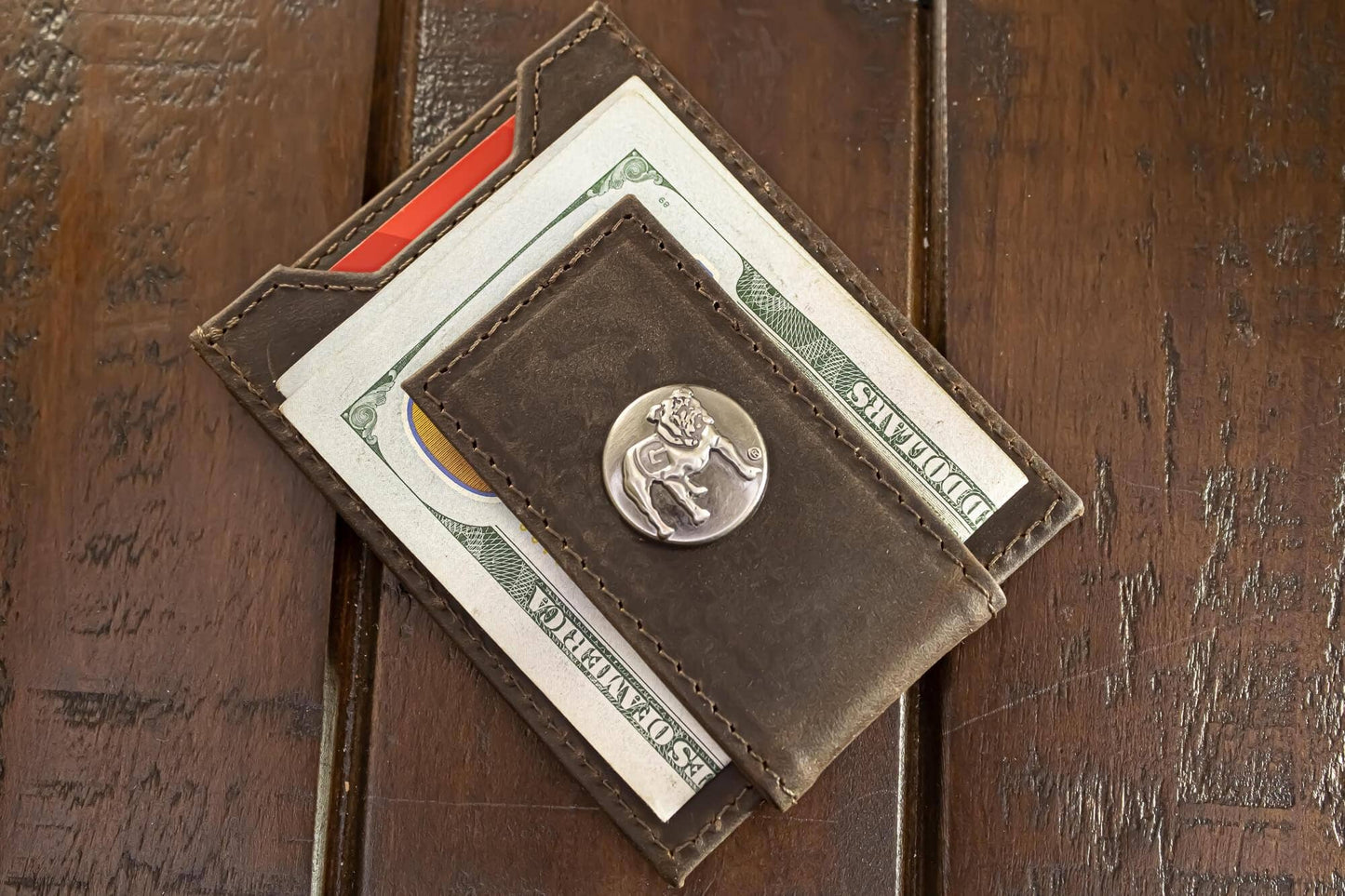 Georgia Bulldogs Men's  Magnetic Front Pocket Leather Wallet