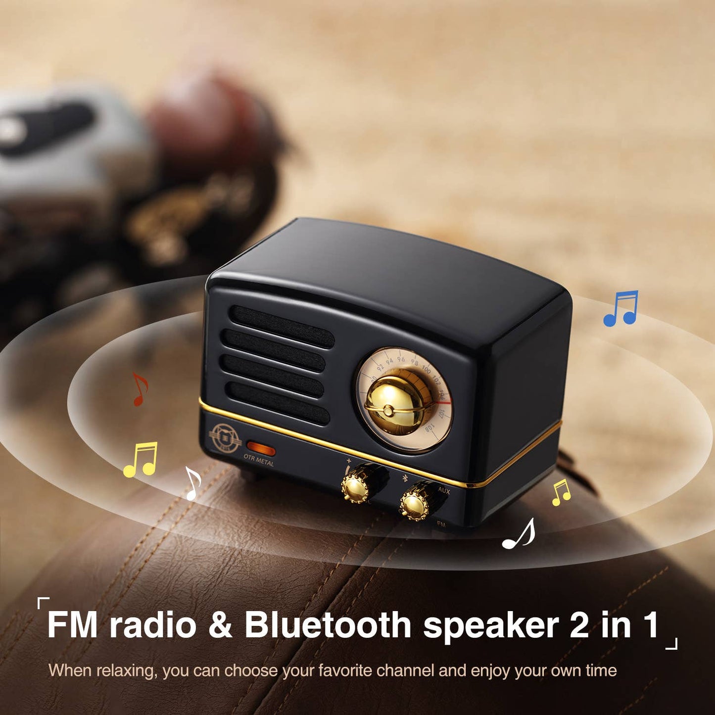 MUZEN OTR Metal Wireless Portable FM Radio Bluetooth Speaker