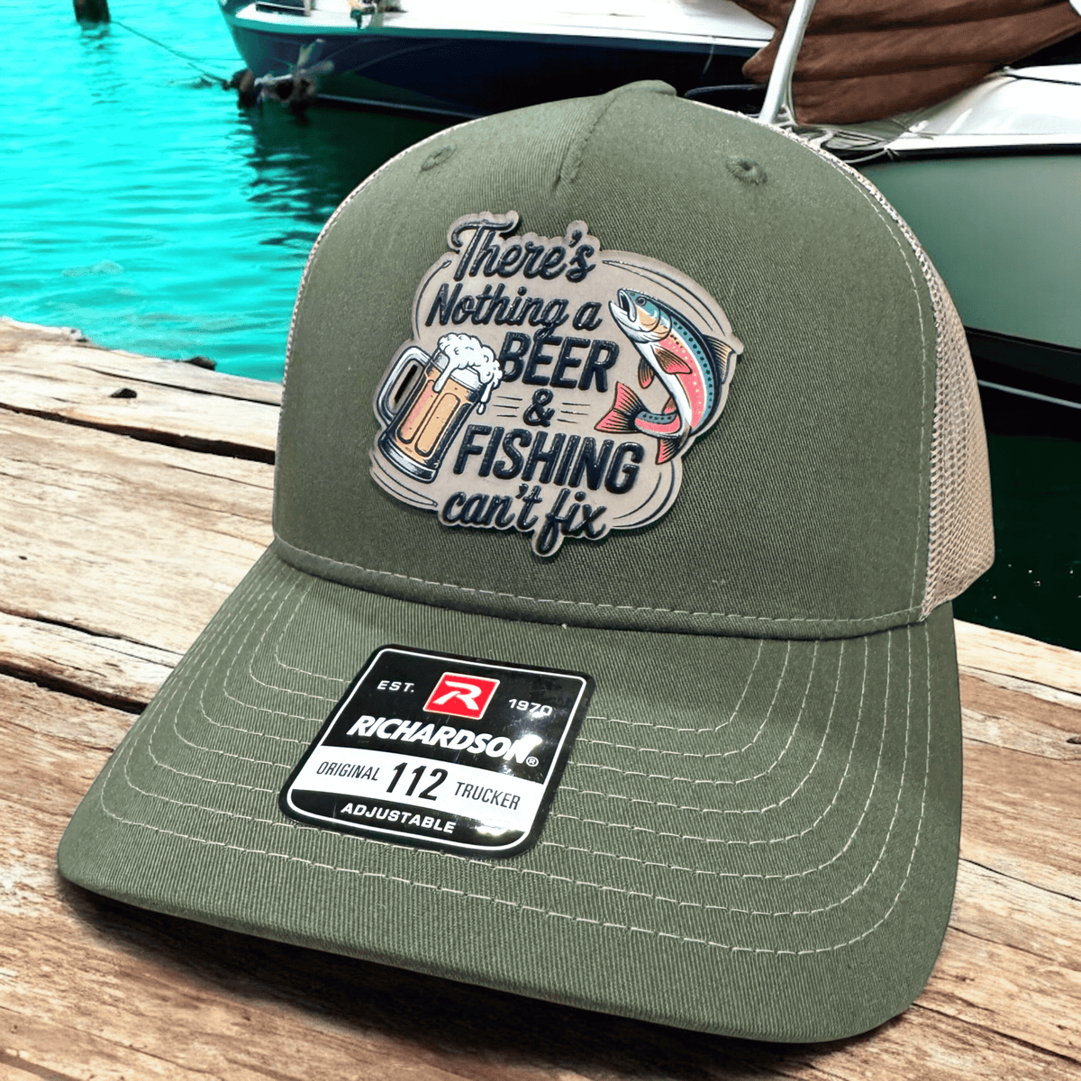 Beer and Fishing Patch Hat