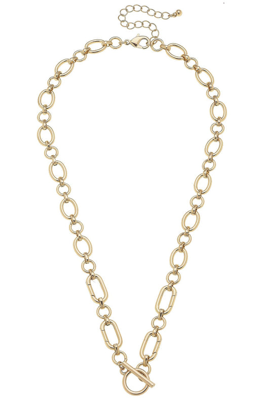 Sasha Toggle Front Charm Necklace Base in Shiny Gold