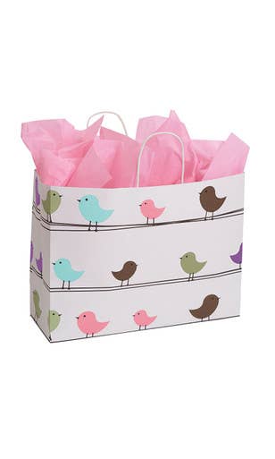 White Birdies Kraft Paper Shopping Bags