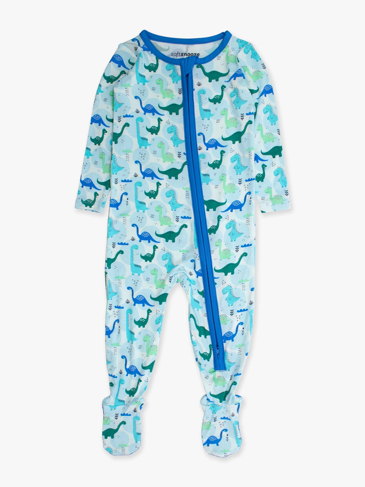 SoftSnooze™ Baby Bamboo Viscose Snuggle-Saurus Dinosaurs Footed One Piece Pajama
