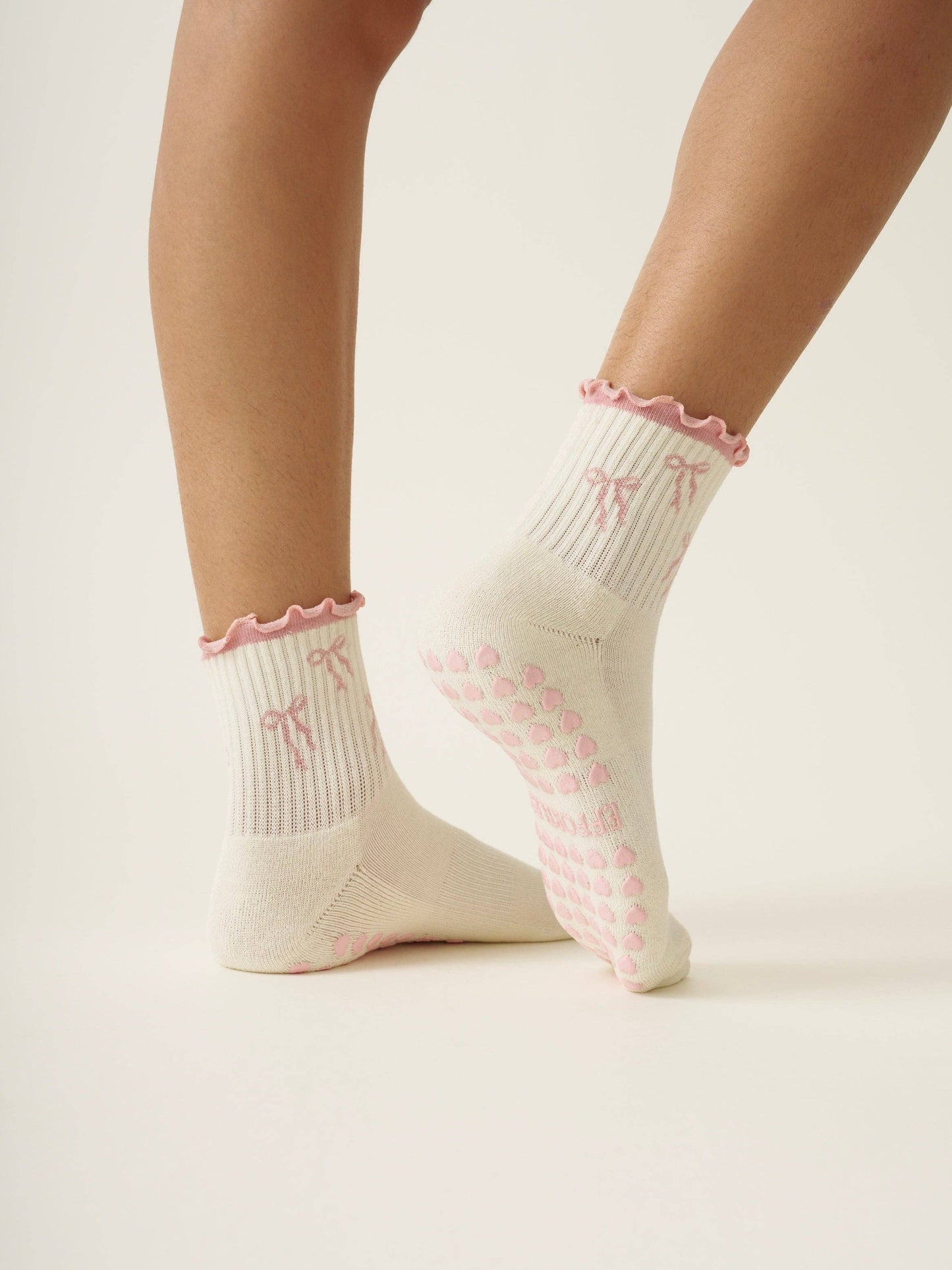 Bow Ruffle Grip Sock- Pilates Socks