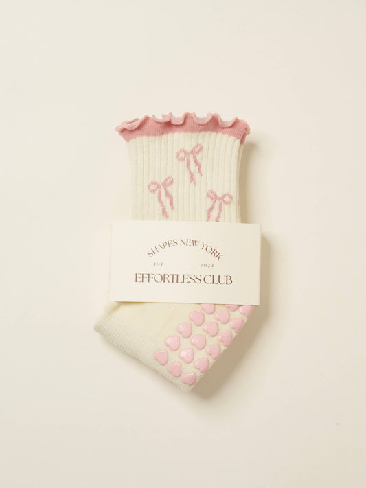 Bow Ruffle Grip Sock- Pilates Socks