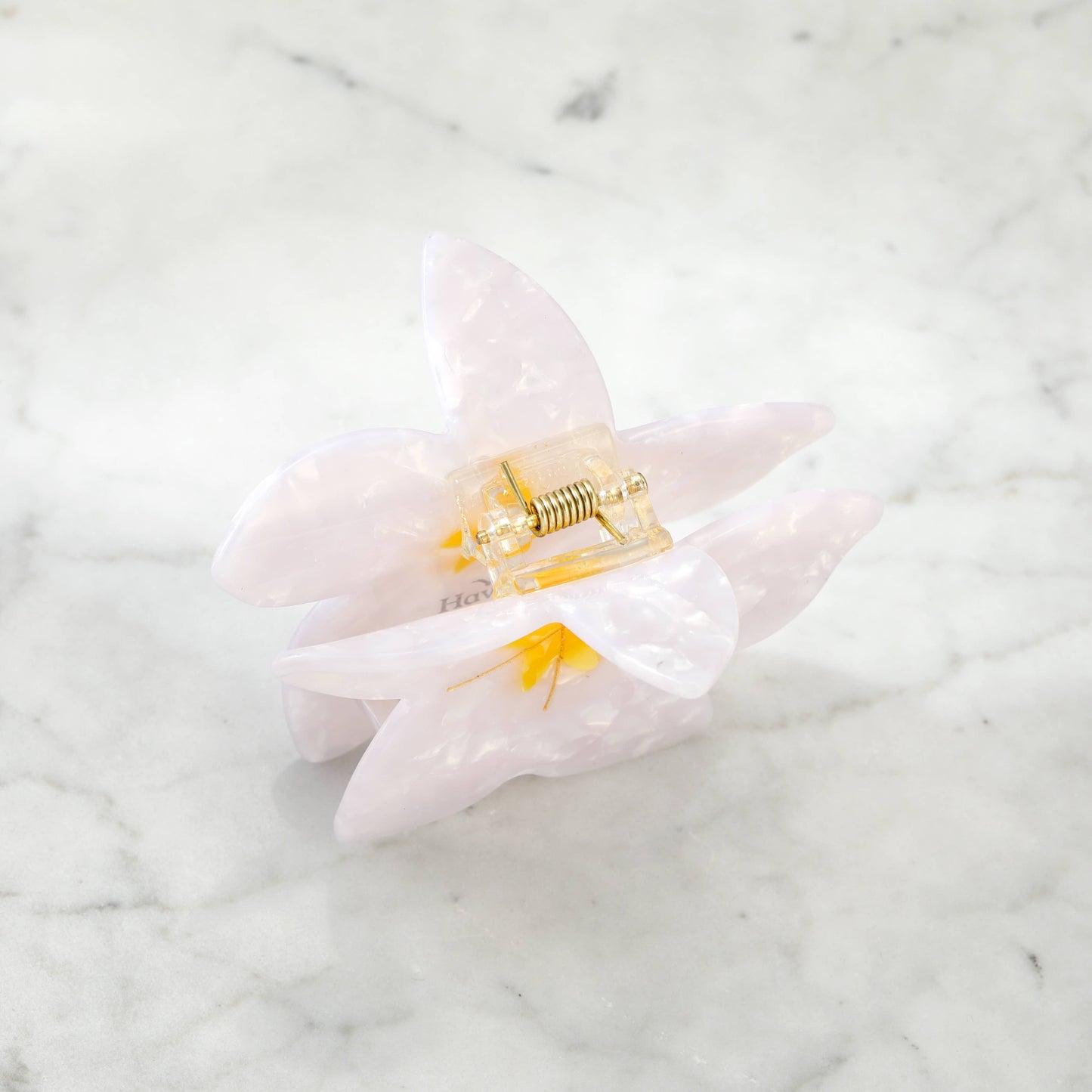 Eco-Friendly Plumeria Frangipani Hair Clip Claw, White
