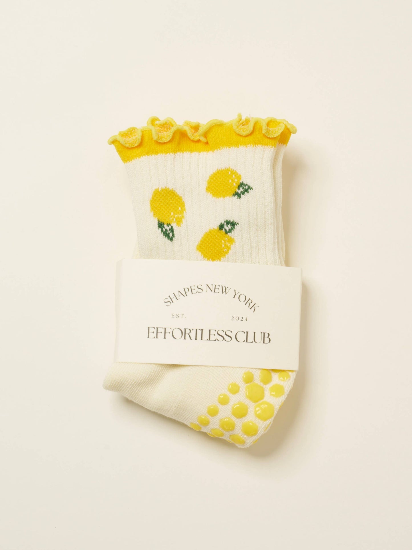 Lemon Ruffle Grip Sock, Pilates Socks
