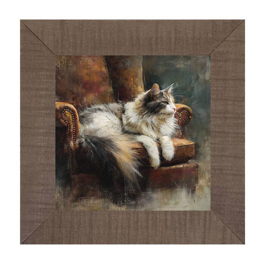 Armchair with Long Haired Cat - Square Frame