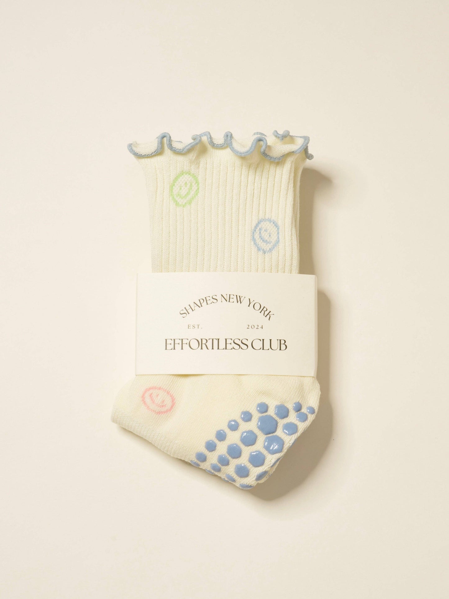 Smiley Face Ruffle Grip Sock- Pilates Socks