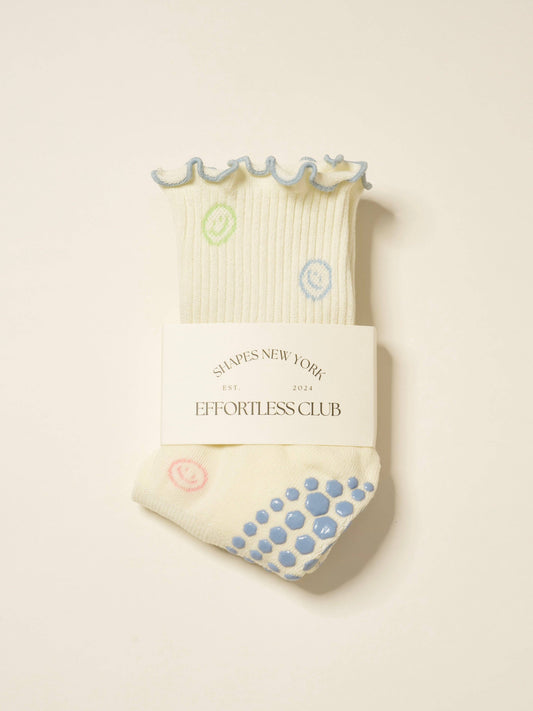 Smiley Face Ruffle Grip Sock- Pilates Socks