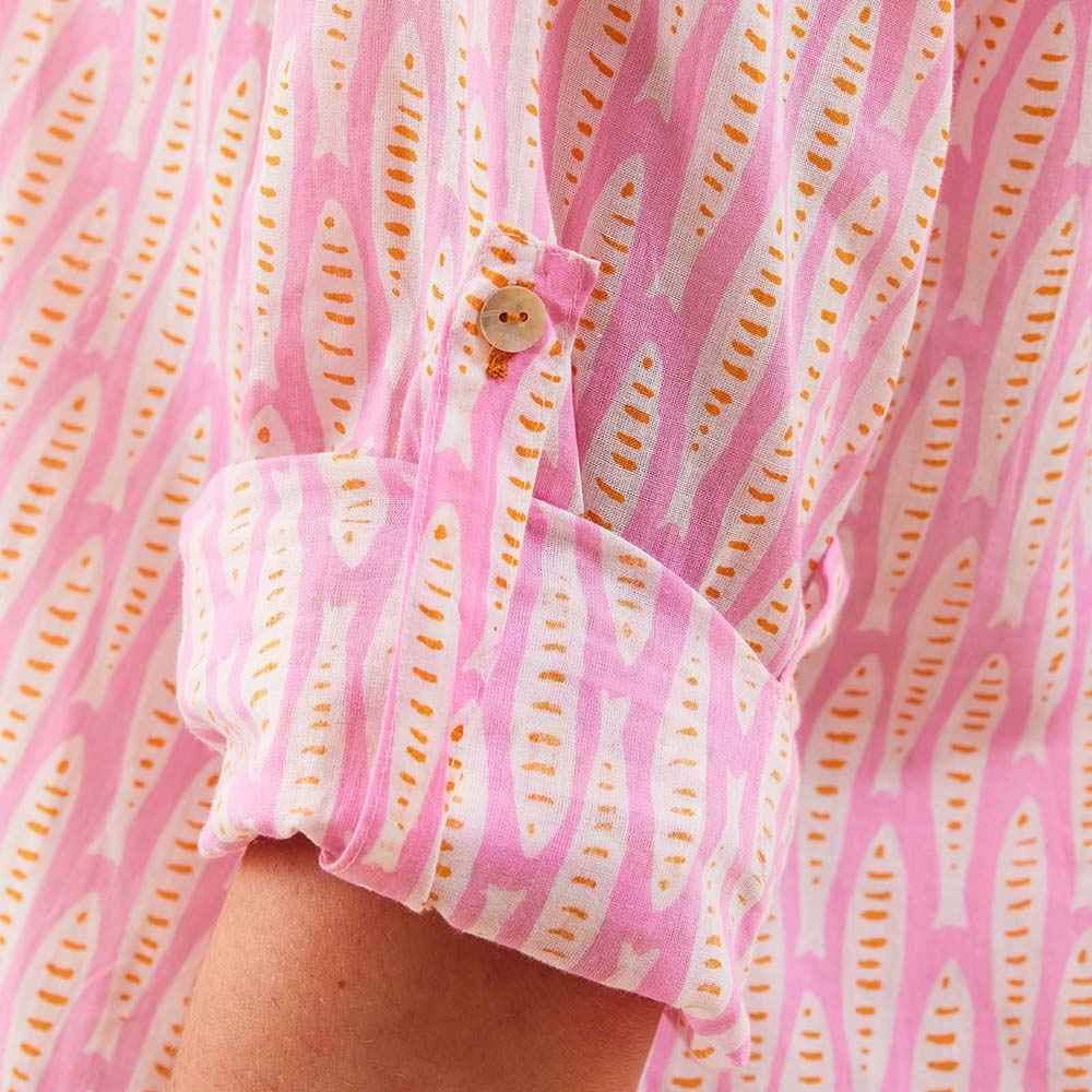 Sardina Pink Cotton Button Down Beach Tunic