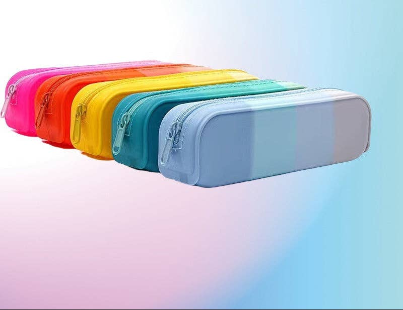 Gradient Silicone Pencil Case Large Capacity 20cm