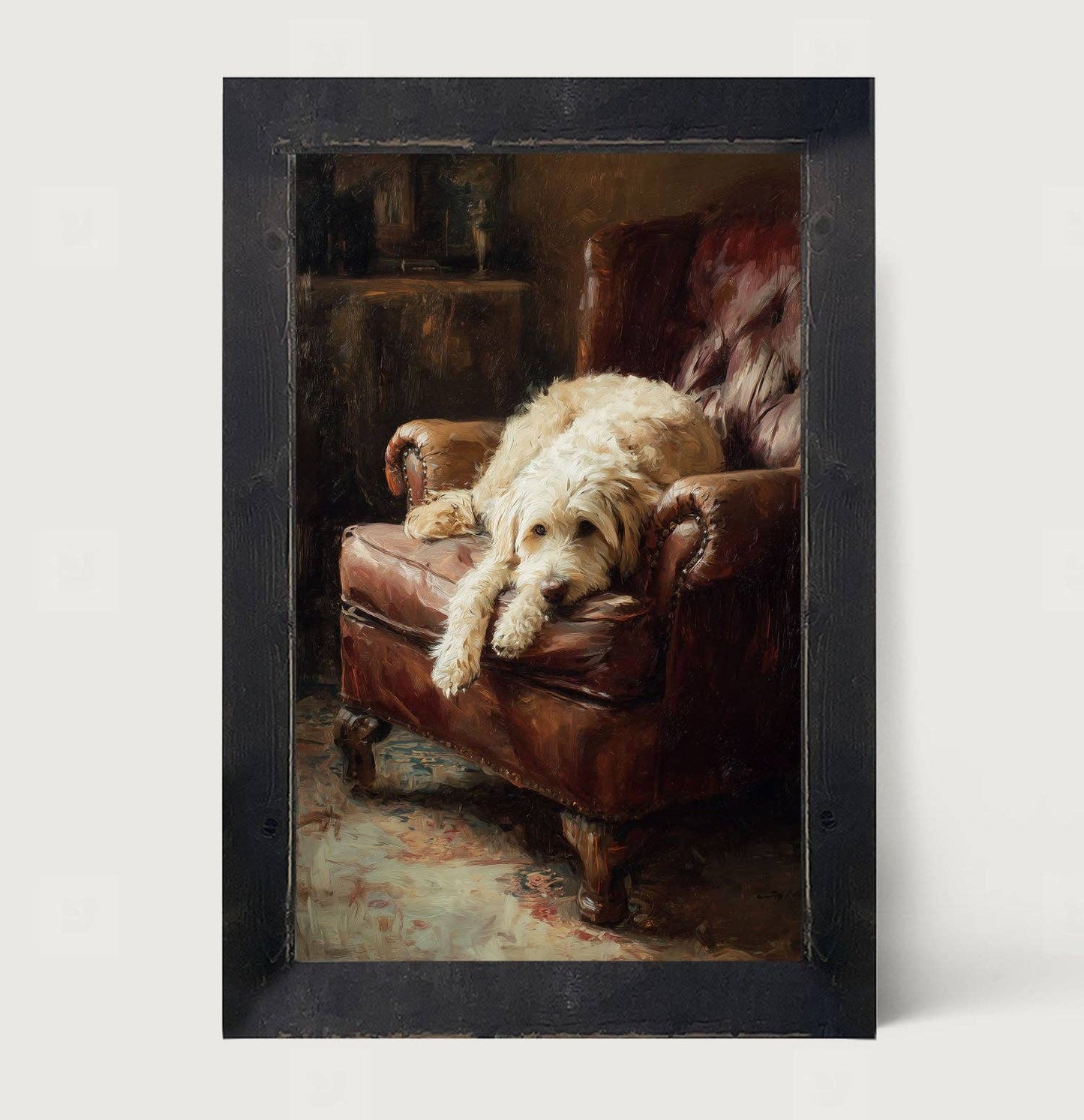 Armchair with Labradoodle - Vertical Frame