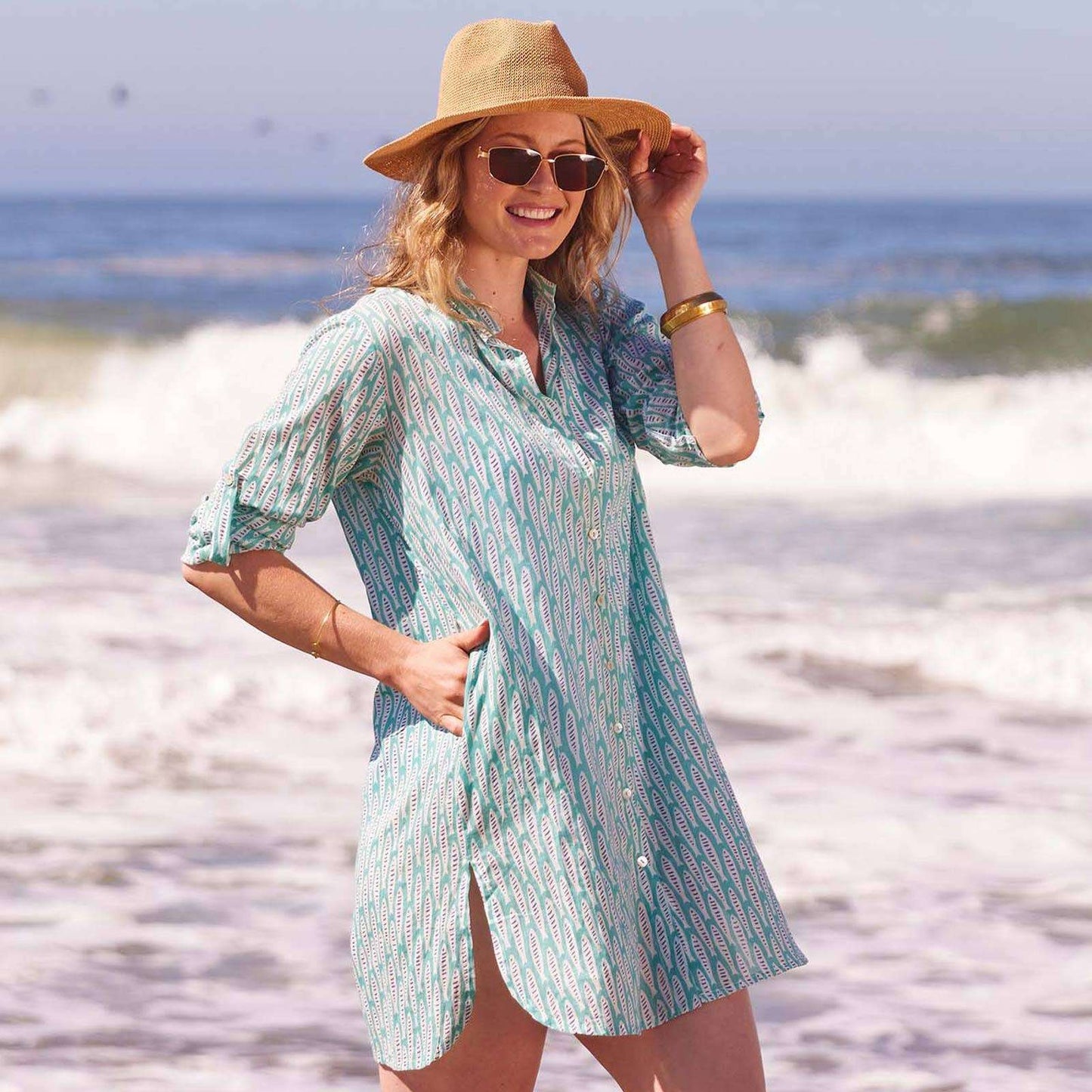 Sardina Ocean Cotton Button Down Beach Tunic