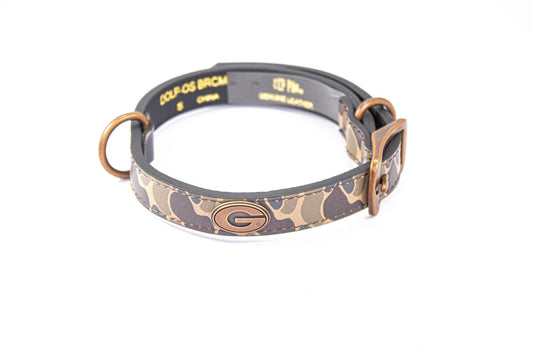Georgia Bulldogs Old School Camo Leather Dog Collar