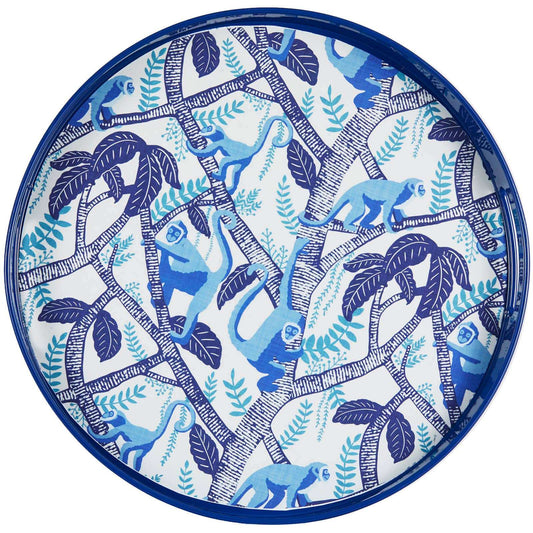 Coco Monkey Round Lacquer Serving Tray