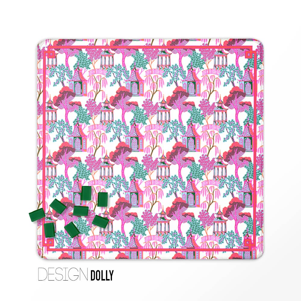 Mahjong Mat, Neoprene, Preppy,Chinoiserie, Boutique Monogram