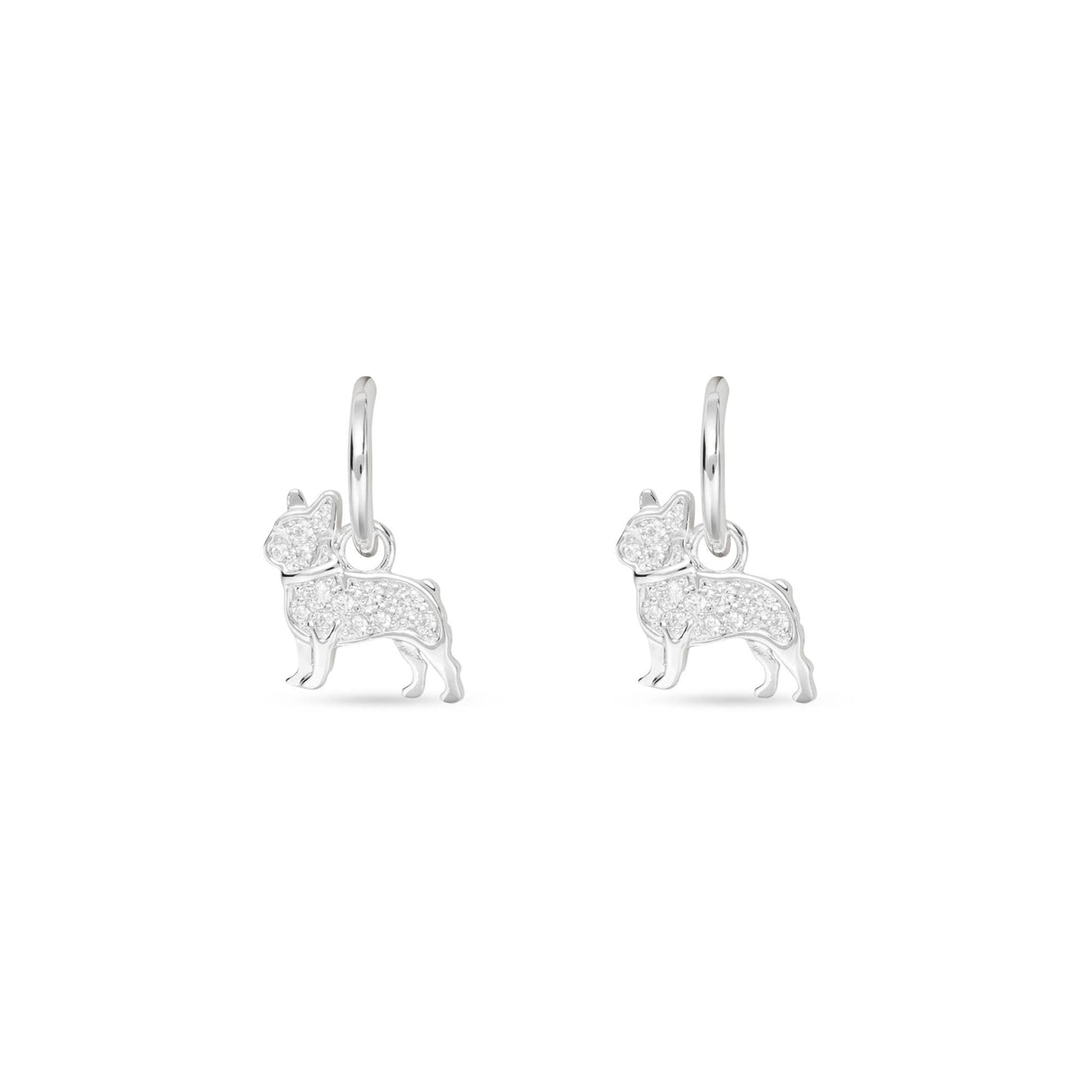 Silver CZ Pet Dog Earrings