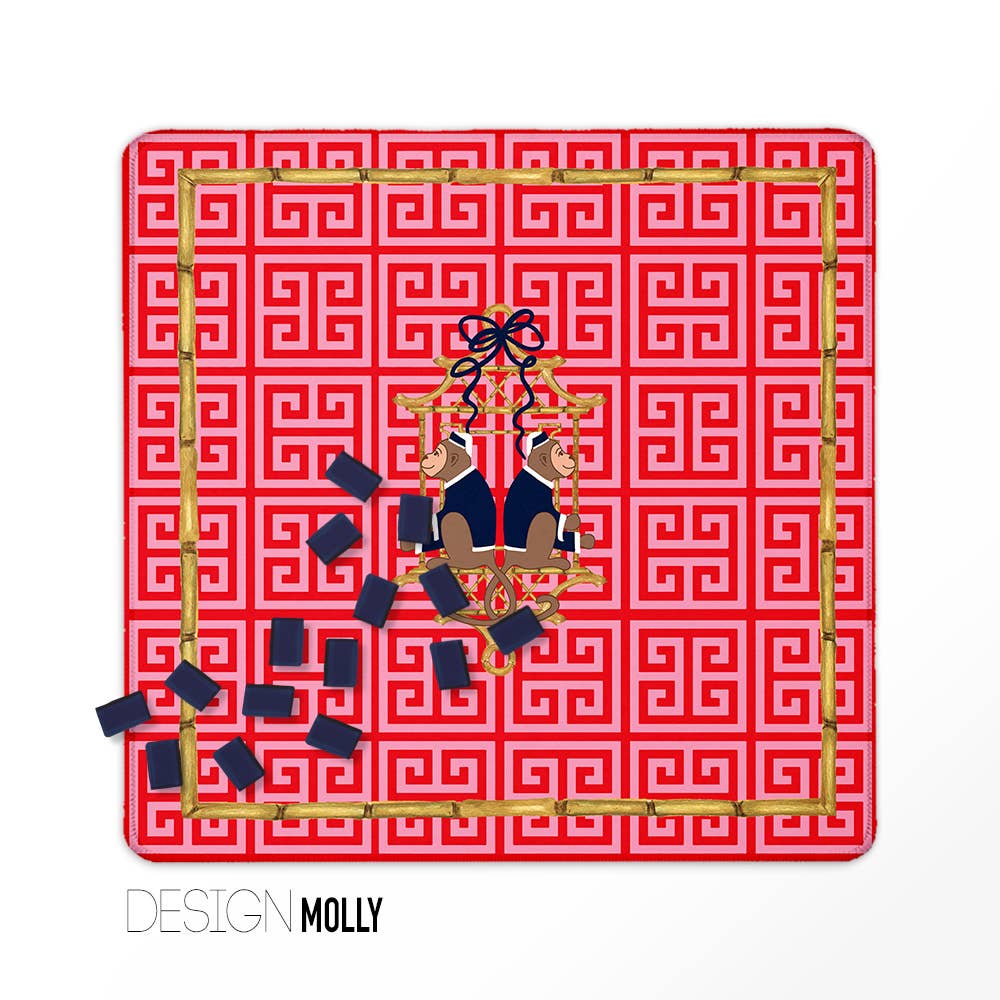 Mahjong Mat, Neoprene, Preppy,Chinoiserie, Boutique Monogram