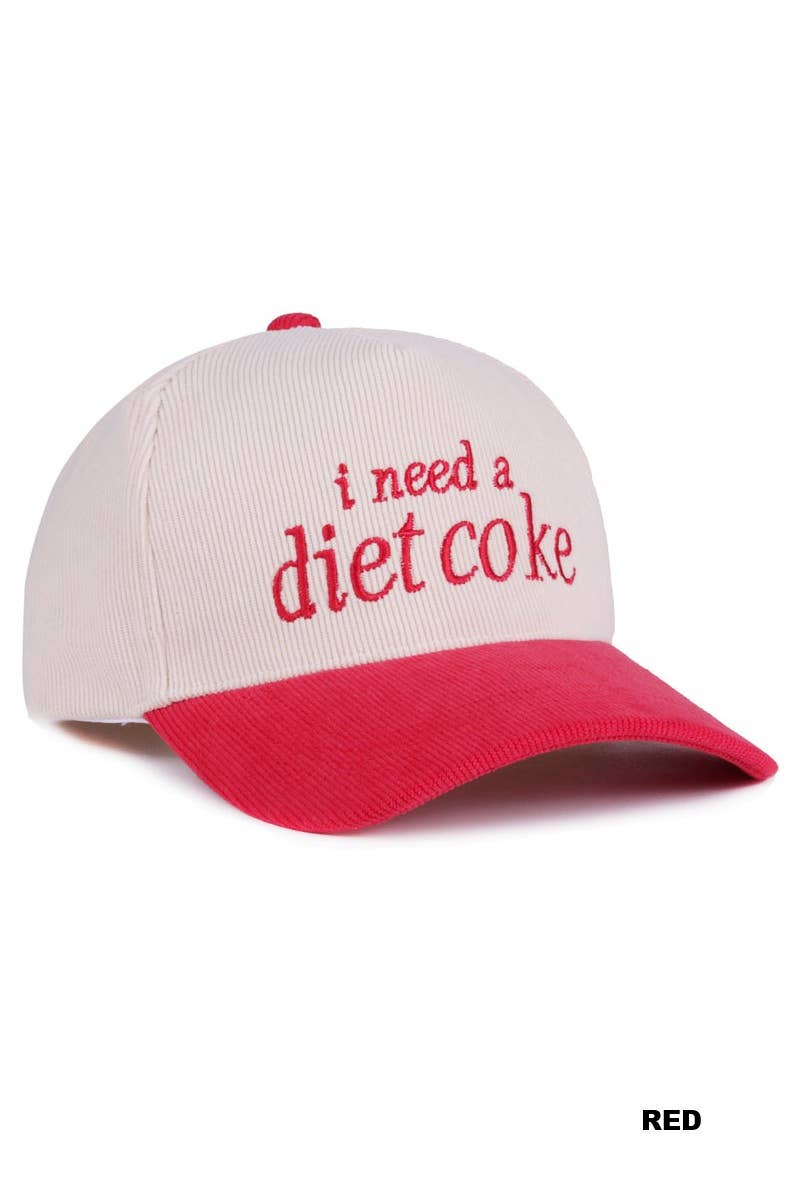 I Need A Diet Coke Two Tone Lettering Trucker Hat Cotton Cap