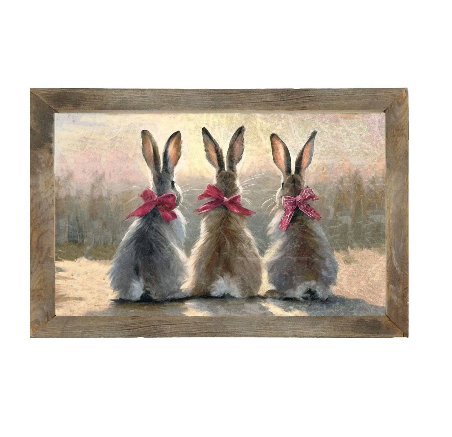 Pink-Bowed Bunnies - Horizontal Frame