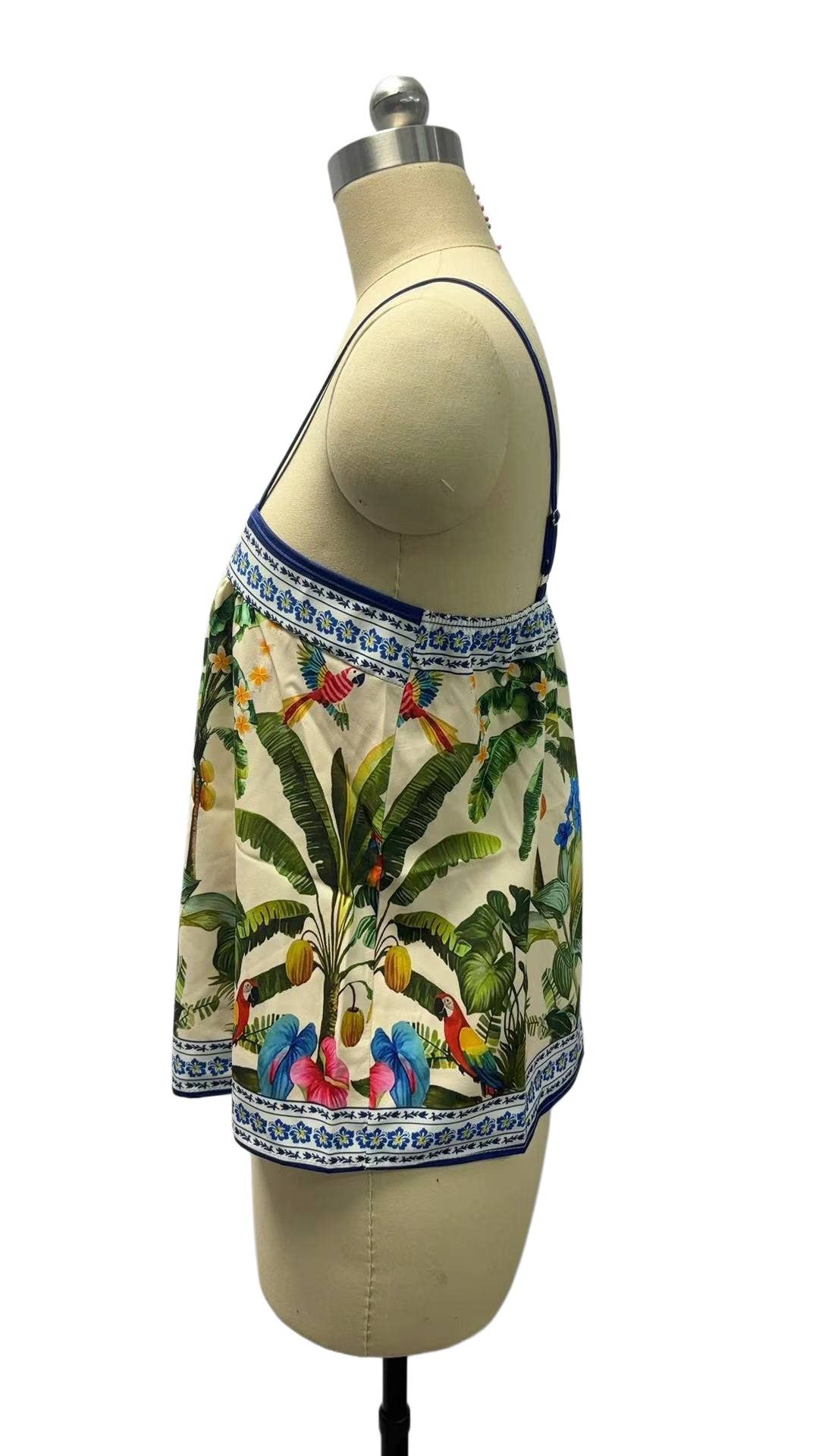 Tropical Rainforest Jungle Floral Print Boxy Cami Tank Top