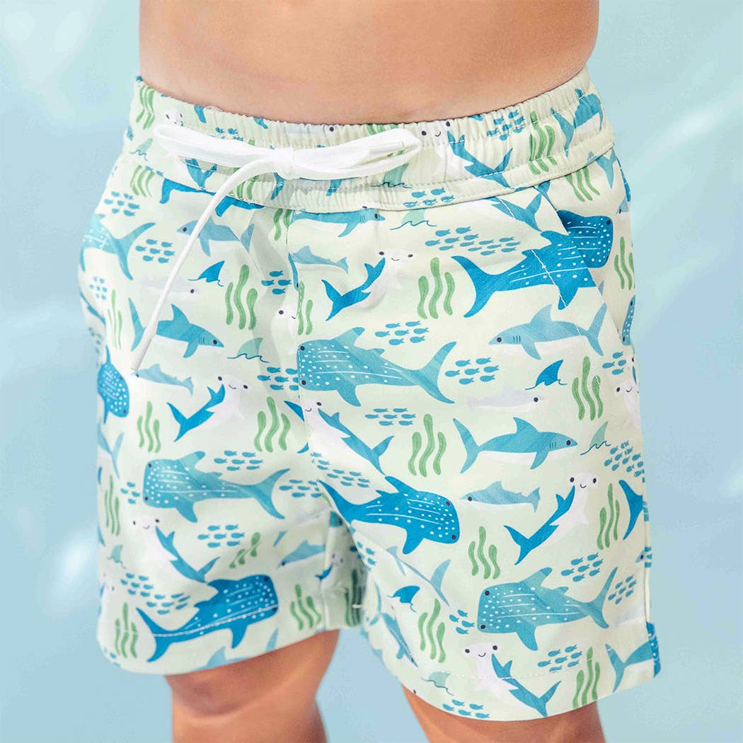 Shark Friends Ocean Animals Boys Swim Trunks Kids Swimsuit
