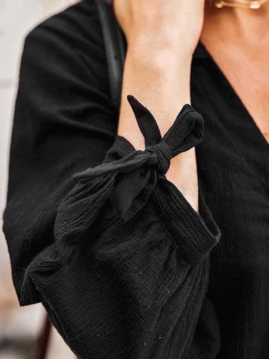 Cuffs Lace-Up Shirt Beach Sunscreen Cover-Up Dress