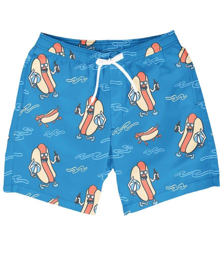 Hot Dog Diver Men's Stretch Swim Trunks - Fun Swim Trunks