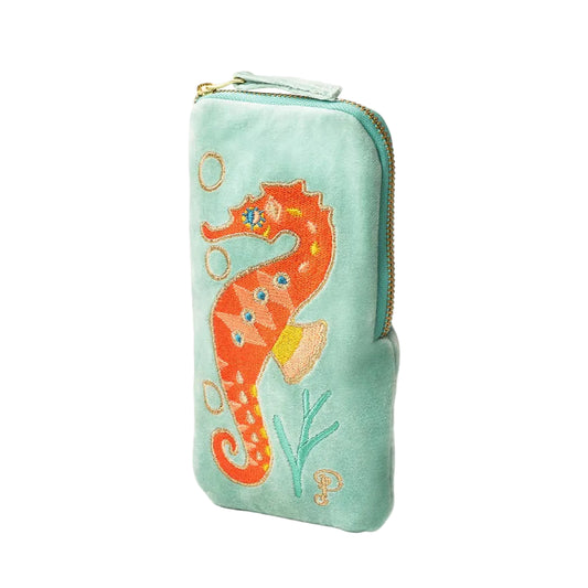 Sparkling Seahorse Velvet Sunglasses Pouch